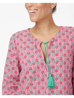 J.CREW NWT WOMENS ORGANIC COTTON FLORAL PRINTED BEACH TUNIC IN PINK|GREEN-XS